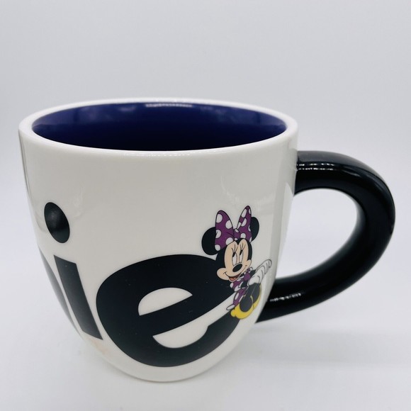 Disney Parks Minnie Mouse Large Coffee Mug Tea Cup Purple White Black 20 Oz - Picture 1 of 6